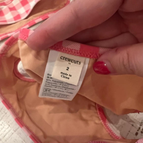 Crewcuts Kids Pink Gingham Bikini Swim Set in size 2 - Picture 3 of 4